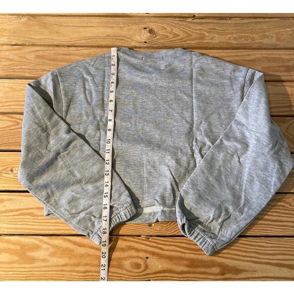 NEW Active USA Cinch Waist Crop Sweatshirt Size Small Women’s Grey Pullover - Picture 6 of 8